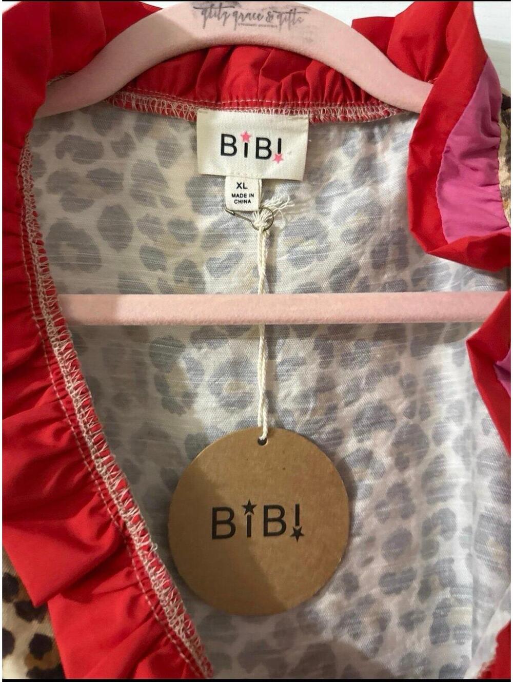 Bibi Leopard Print Boutique Top with Pink/Red Trim XL NWT - Picture 6 of 9